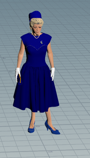 3D model of a woman in a blue dress